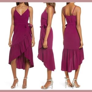 NEW Dress the Population [ Small ] Delphine‎ Crepe Wrap Midi Dress